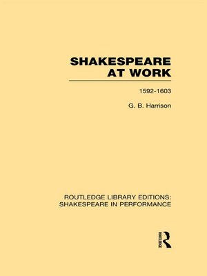 cover image of Shakespeare at Work, 1592-1603